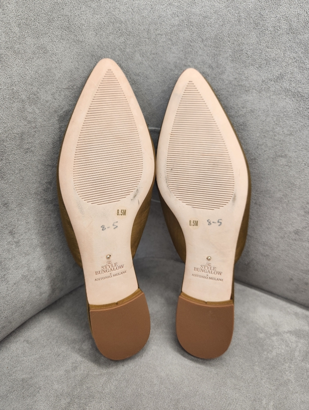 Antonio Melani Style Bungalow Mules 8.5 Dark Olive Green Chez Flats New $170 - Picture 14 of 15